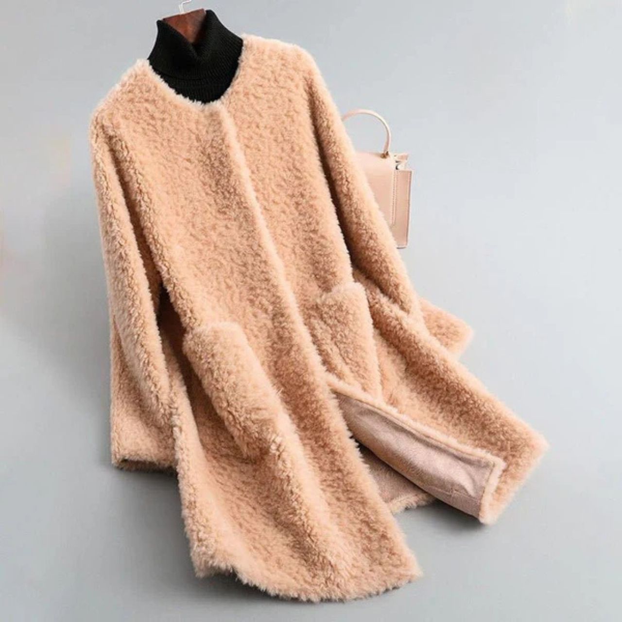 Olivia Couture Shearling Wrap Coat