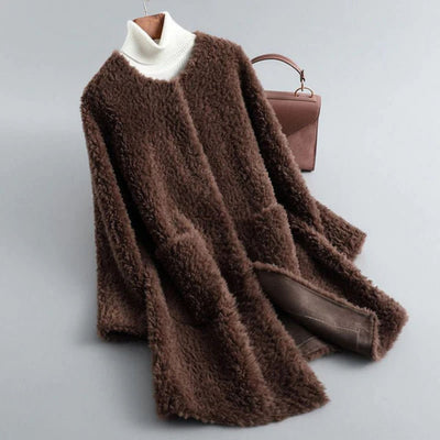 Olivia Couture Shearling Wrap Coat
