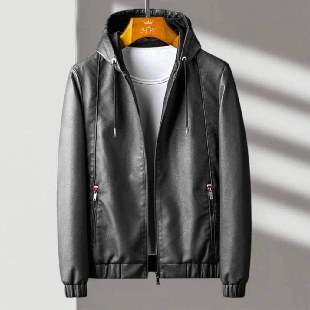 Leather Jacket with Aspen Hood Design
